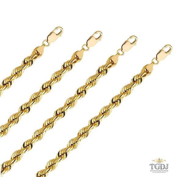 14K Yellow 8mm Solid Rope Diamond cut Chain - 26\